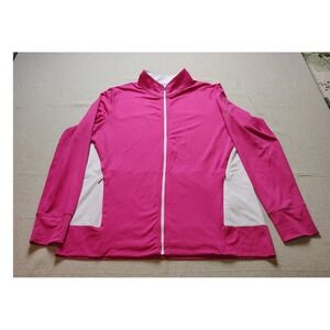 FootJoy Womens Golf Jacket Full Zip Pink White Colorblock Performance Large FJ